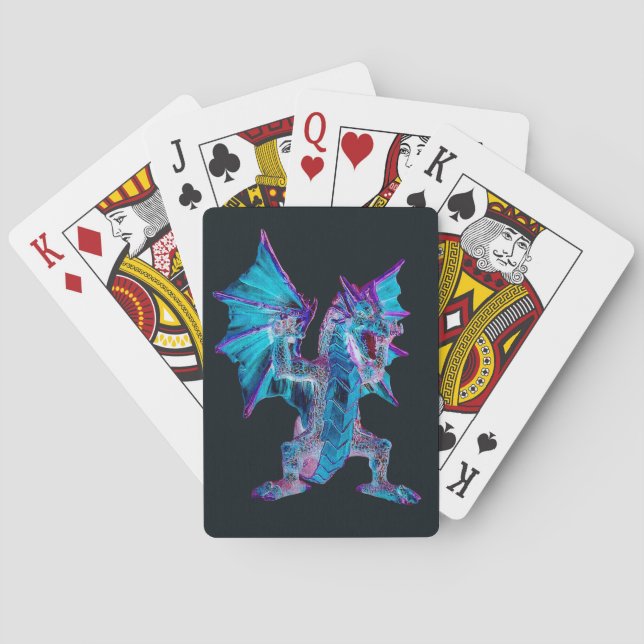 Mythic Azure Flame Serpent Fantasy Gaming Deck  Playing Cards (Back)
