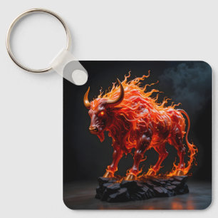 Mythic Fire Bull Keychain