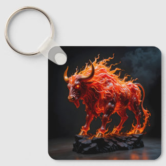 Mythic Fire Bull Keychain