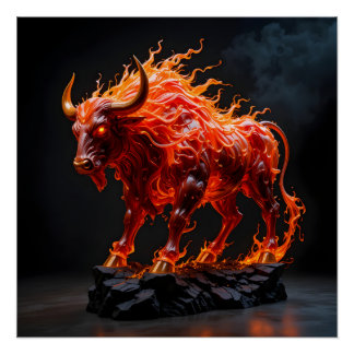 Mythic Fire Bull Poster