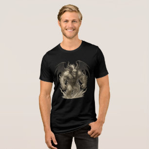Mythic Flame Demon with Moon Wings Tri-Blend Shirt