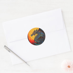 Mythic Regal Dragon Moon Fantasy Classic Round Sticker