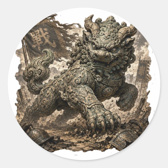 Mythic Stone Guardian Fantasy Sticker (Front)