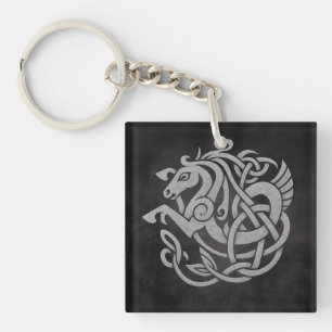 Mythic Viking Horse – Norse Knotwork Symbol of Pow Keychain
