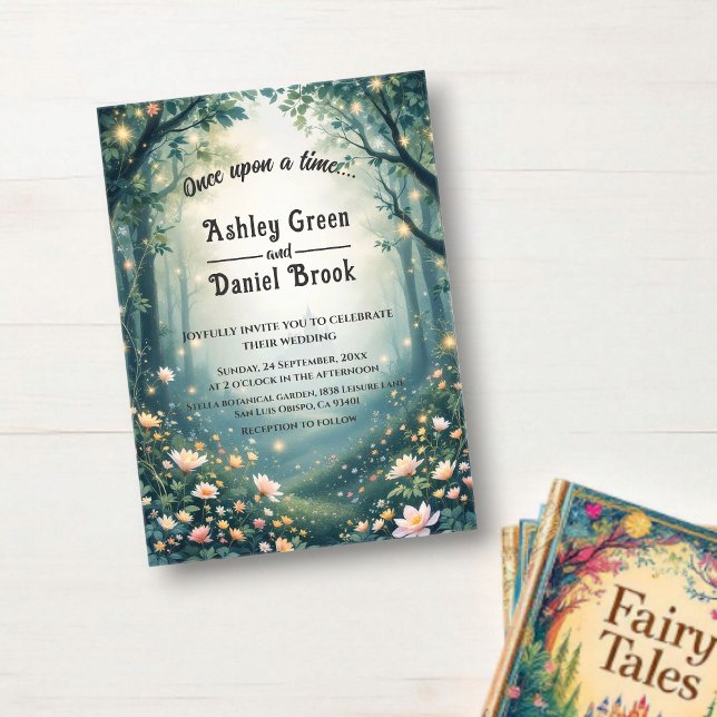 Mythic Woodland Enchanted Forest Fairytale Wedding Acrylic Invitations (Creator Uploaded)