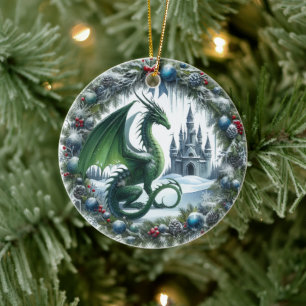 Mythic Wreathkeepers of Winter Ceramic Ornament