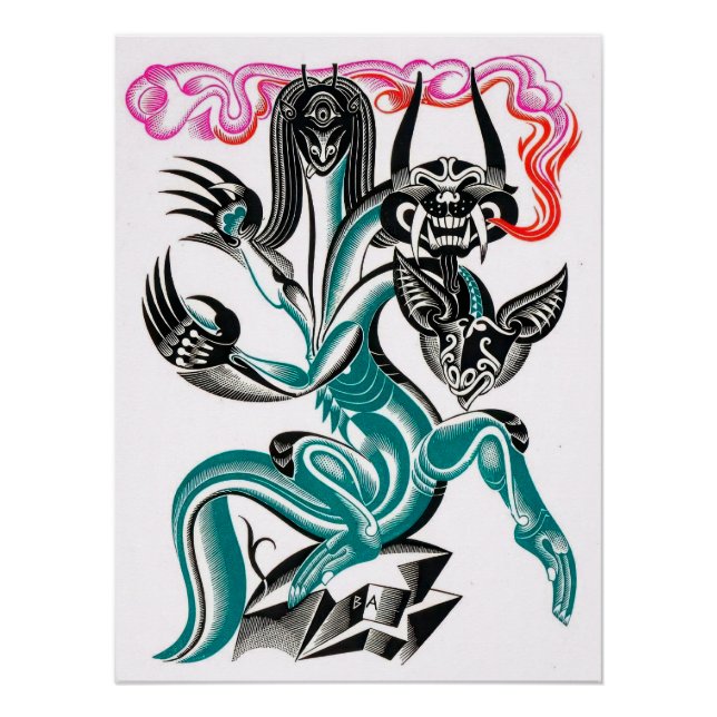 Mythical 3 headed dragon poster (Front)