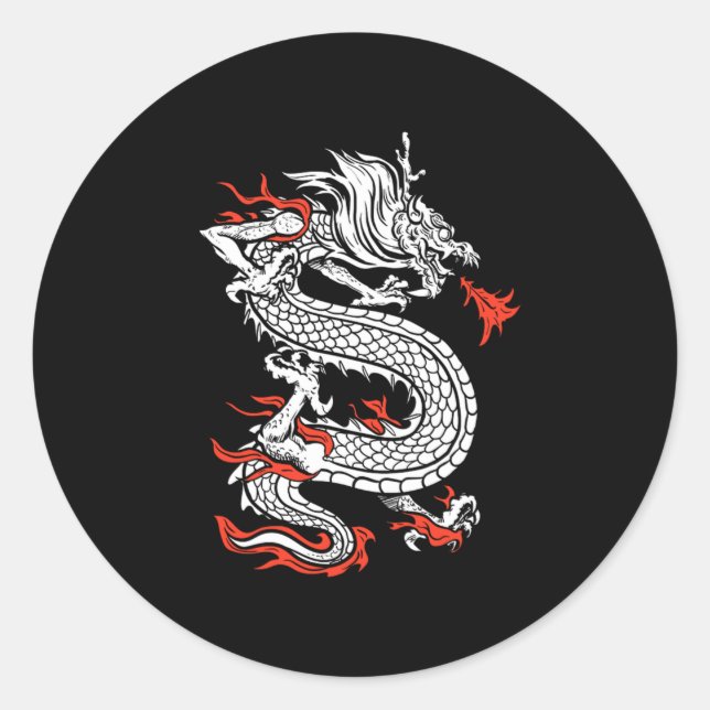 Mythical Ancient Asian Chinese Dragon Classic Round Sticker (Front)