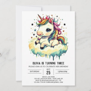 Mythical Bliss Unicorn Birthday  Invitation