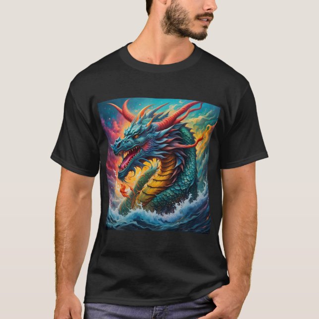 Mythical Blue Dragon from the Sea T-Shirt (Front)