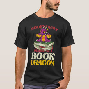 Mythical Creature Bookworm  Reading Book Dragon T-Shirt