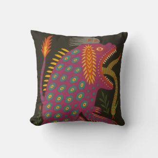 Mythical Creature Folk Art Print Throw Pillow