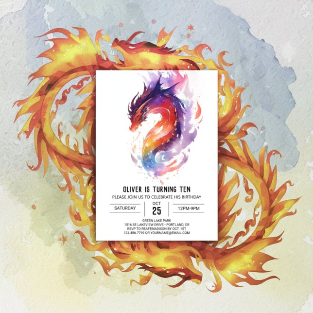 Mythical Custom Kids Dragon Birthday Invitation (Creator Uploaded)