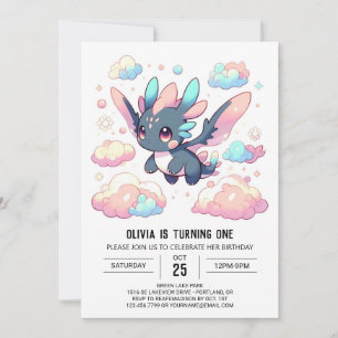 Mythical Dragon 1st Birthday Invitation