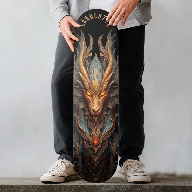 Mythical Dragon with Tribal Patterns Dark Fantasy Skateboard (Mythical Dragon with Tribal Patterns Dark Fantasy Skateboard)