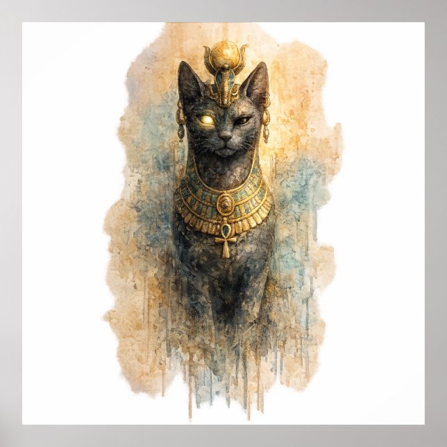 Mythical Egyptian Cat Ancient Fantasy Feline Poster (Front)