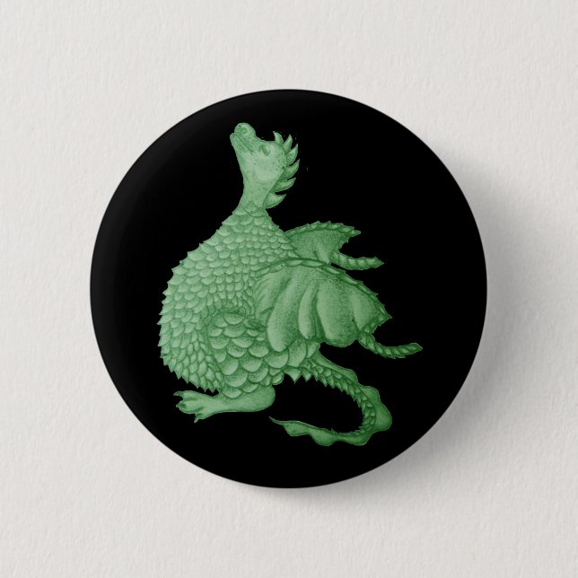 mythical fantasy creature cute green dragon 2 inch round button (Front)
