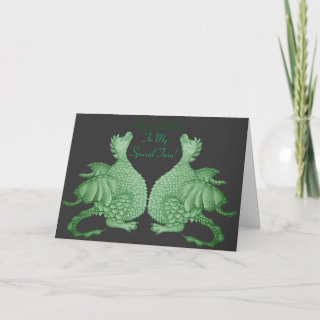 mythical fantasy creature cute green dragon card (Front)