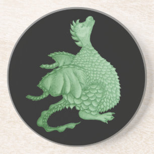 mythical fantasy creature cute green dragon drink  coaster