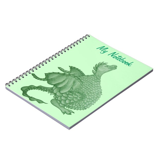 mythical fantasy creature cute green dragon notebook (Left Side)
