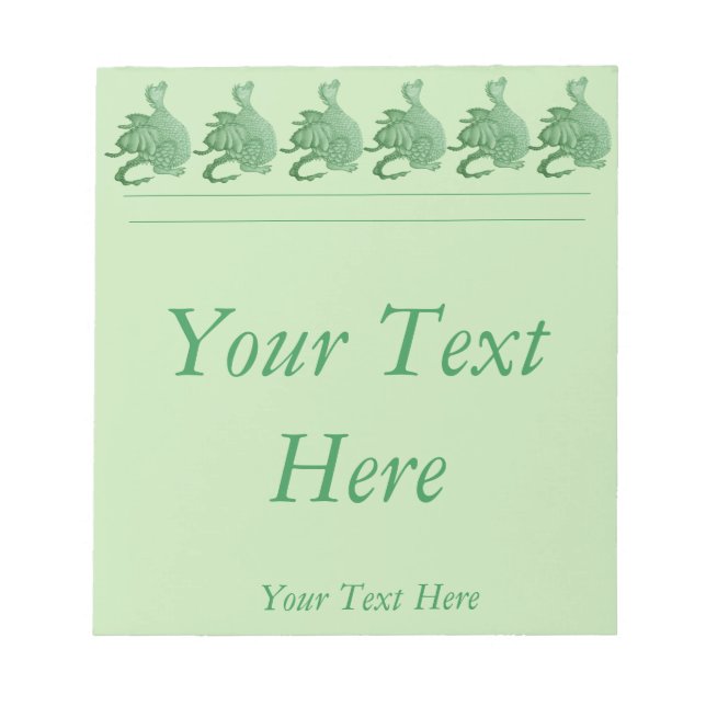 mythical fantasy creature cute green dragon notepad (Front)