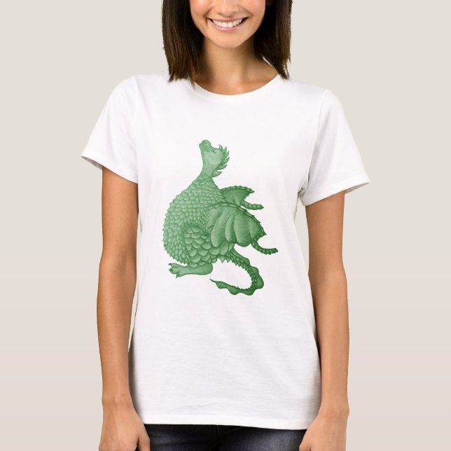 mythical fantasy creature cute green dragon T-Shirt (Front)