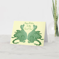 mythical fantasy creature cute green dragon twins