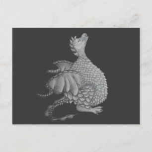 mythical fantasy creature cute grey dragon postcard