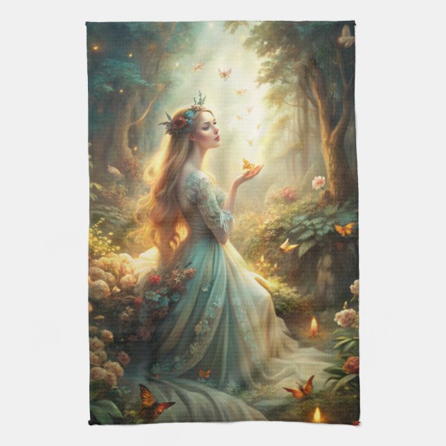 Mythical Girl in Forest Setting Kitchen Towel (Vertical)