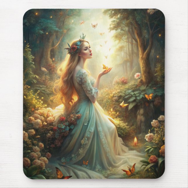 Mythical Girl in Forest Setting Mouse Pad (Front)