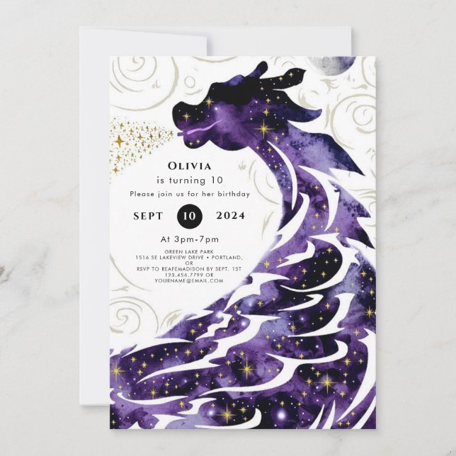 Mythical Happy Dragon Birthday Invitation (Front)