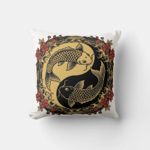 Mythical Imperial Chinese Dragon Relief Round Orna Throw Pillow