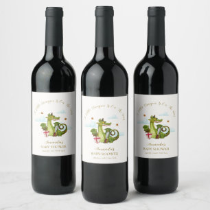 Mythical Little Dargon Cloud Star Baby Shower Wine Label