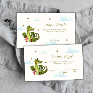 Mythical Little Dargon Diaper Raffle Baby Shower Enclosure Card