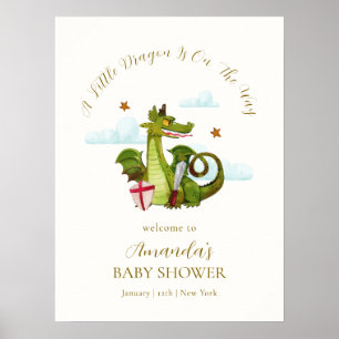 Mythical Little Dargon Stars Baby Shower Welcome  Poster