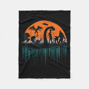 Mythical Loch Ness Bigfoot Mothman Aliens Funny Cr Fleece Blanket