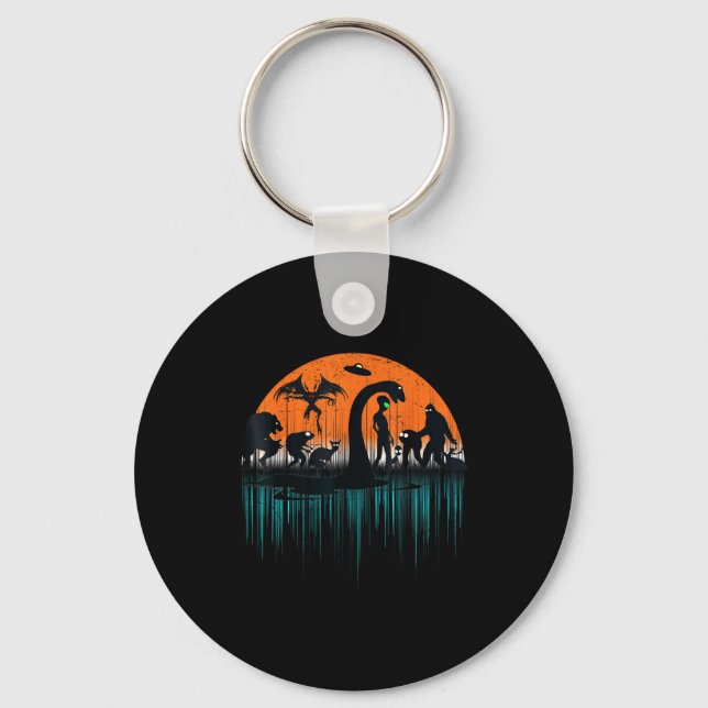 Mythical Loch Ness Bigfoot Mothman Aliens Funny Cr Keychain (Front)