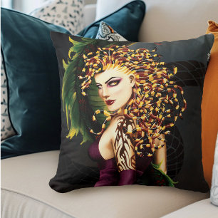 Mythical Medusa Greek Mythology Snake Gorgon Throw Pillow