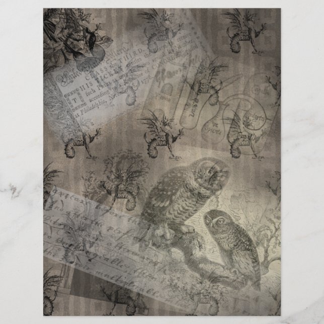 Mythical Owl Halloween Ephemera Paper page No1 (Front)