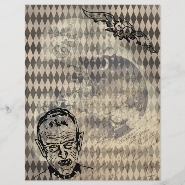 Mythical Owl Halloween Ephemera Paper page No2 (Front)