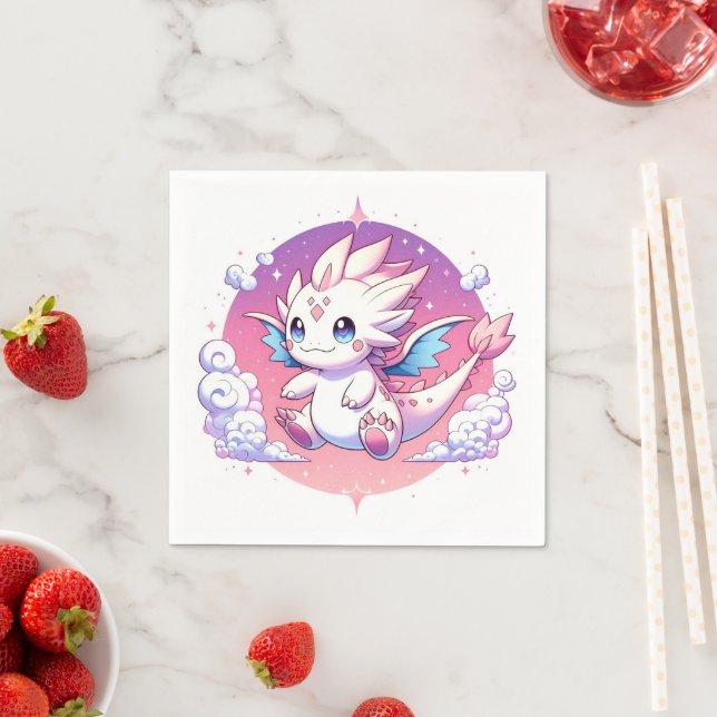 Mythical Pastel Dragon Baby Shower Napkin (Insitu)