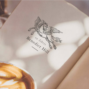Mythical Pegasus illustration Ex Libris Book Self-inking Stamp