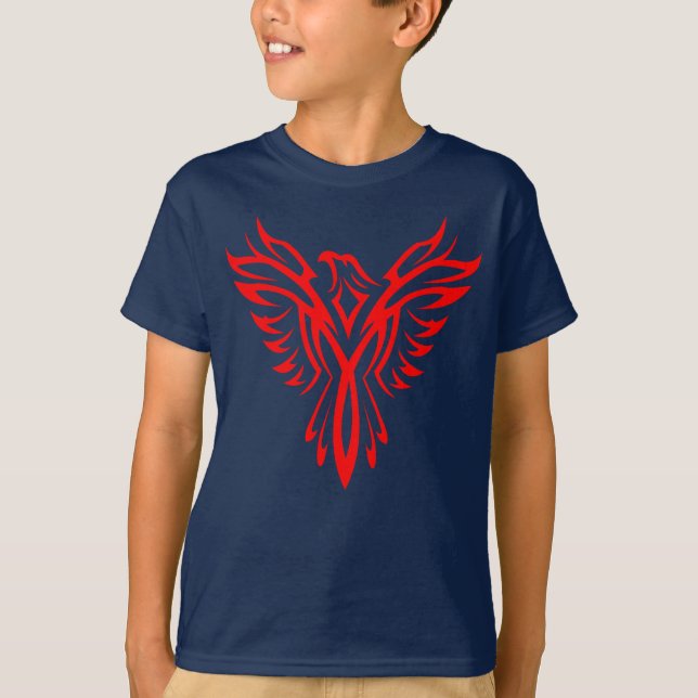 Mythical Phoenix Bird Rising Logo (Red) T-Shirt (Front)
