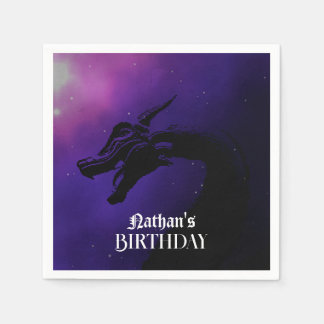 Mythical Purple Dragon Birthday Napkin