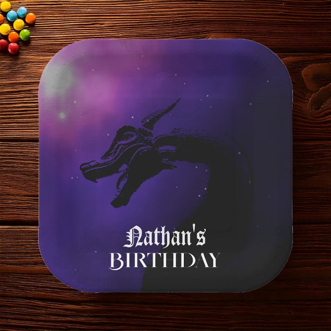 Mythical Purple Dragon Birthday Paper Plate (Creator Uploaded)