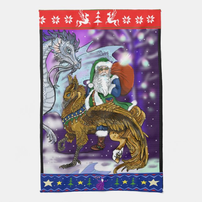 Mythical Santa Clause Kitchen Towel (Vertical)
