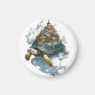 Mythical Sky Tortoise Carrying a Floating City Magnet