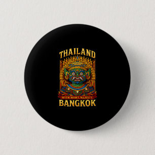 Mythical Thai Demon Ngkok Fire Mask Art Souvenir T 2 Inch Round Button