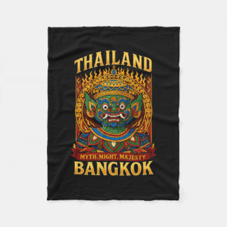 Mythical Thai Demon Ngkok Fire Mask Art Souvenir T Fleece Blanket