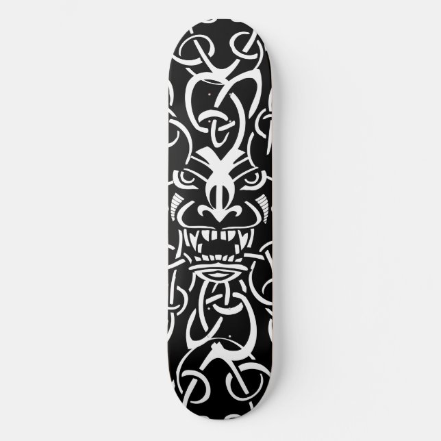 Mythical tribal tiki mask ethnic pattern design skateboard (Front)